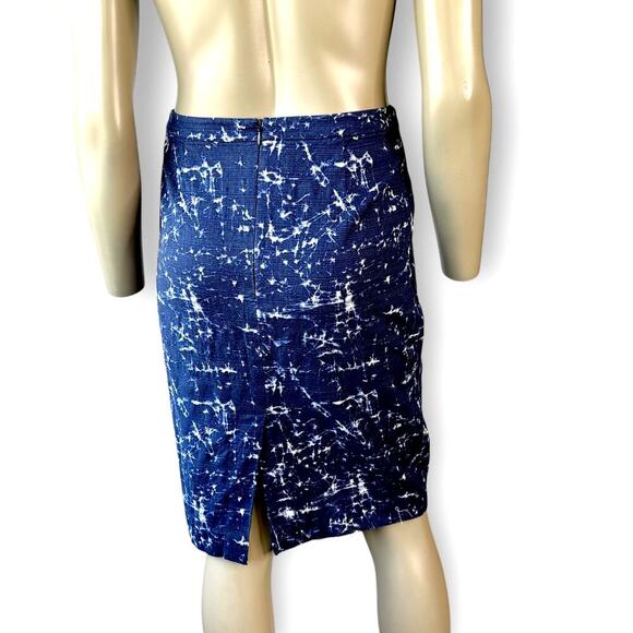 Michael Kors Casual Pencil Skirt Stretch Size 8 Textured Abstract Splatter Navy - Picture 2 of 10
